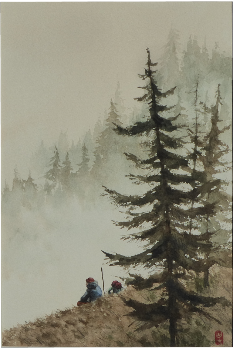 Randonneur assis en montagne 768x1149